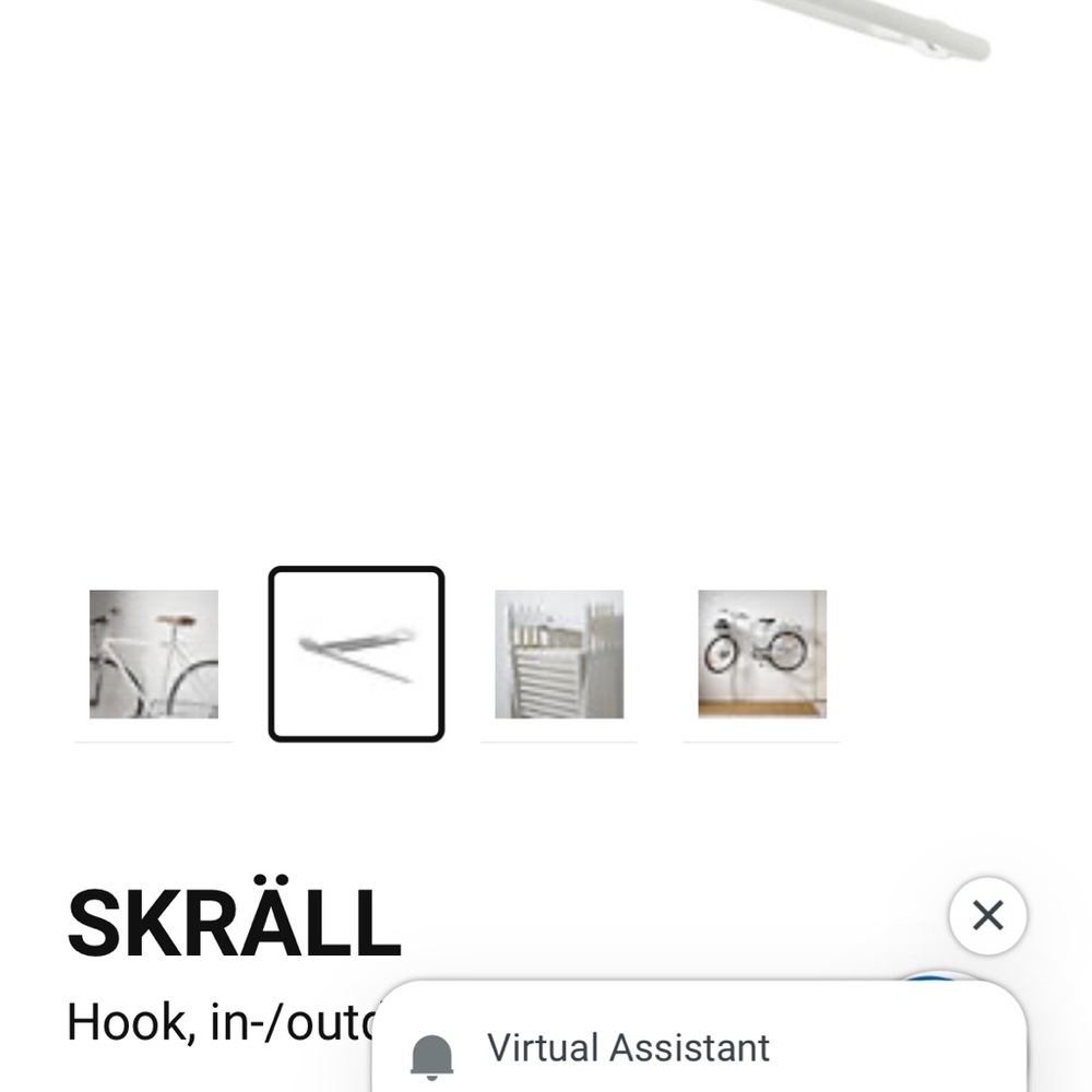 IKEA SKRÄLL White Bike Hook - Picture 3 of 7